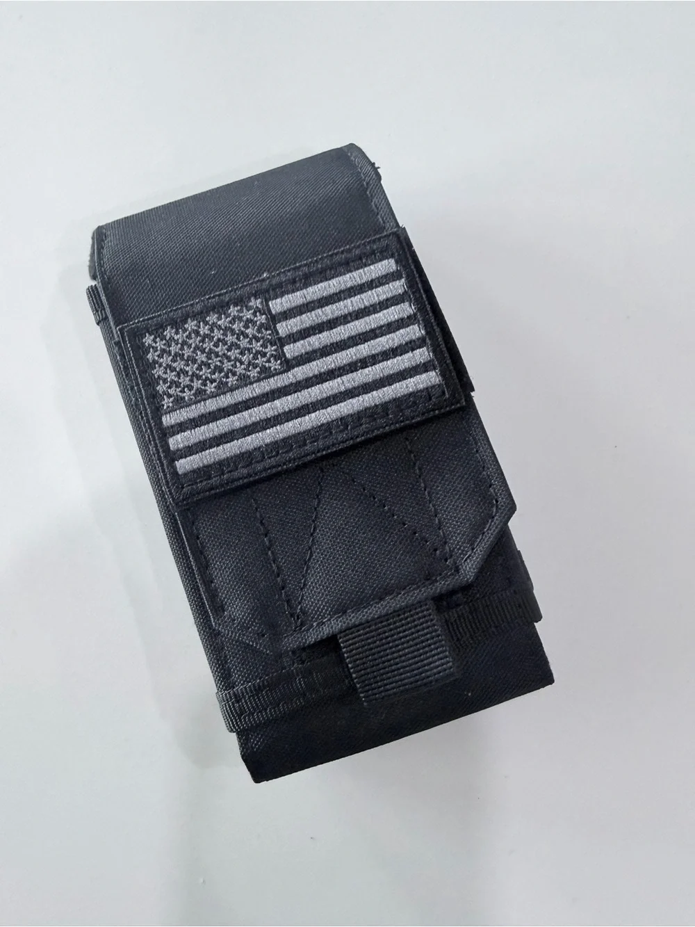 Black Tactical Phone Pouch with Hook-and-Loop Closure